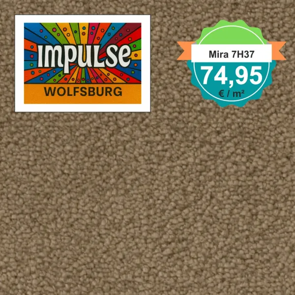 Draufsicht auf Vorwerk Mira 7H37 mit Preisetikett 74,95 €/m²